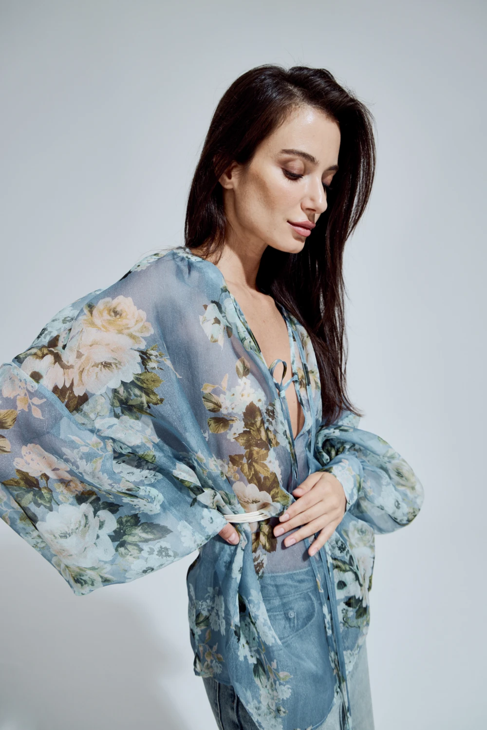 Блуза Carribean ( Цвет Голубой принт )