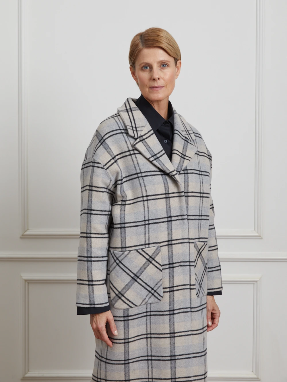 Пальто Lumba (Цвет Светло-серый в клетку, Размер S, Состав 80% шерсть, 20% акрил)