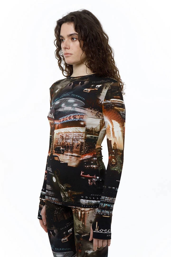 Лонгслив Uptown (Цвет Принт Москва, Размер 46/M, Состав 100% вискоза)
