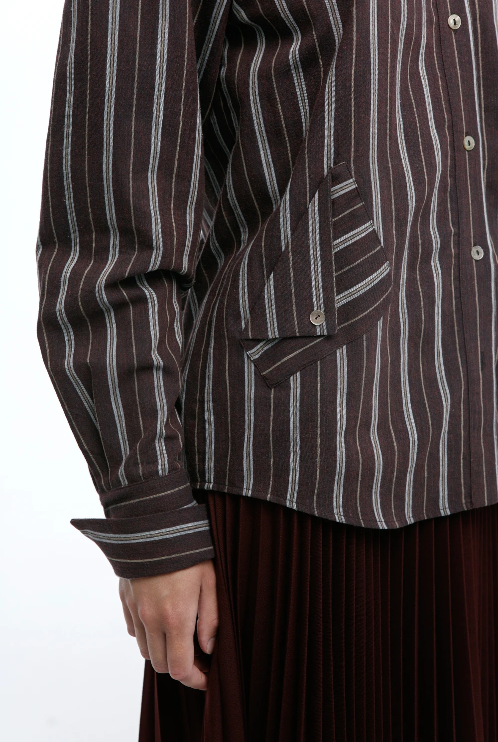 Рубашка Leningrad (Цвет Коричневый в полоску, Размер 44/S, Состав 89% Хлопок, 11% Шерсть)