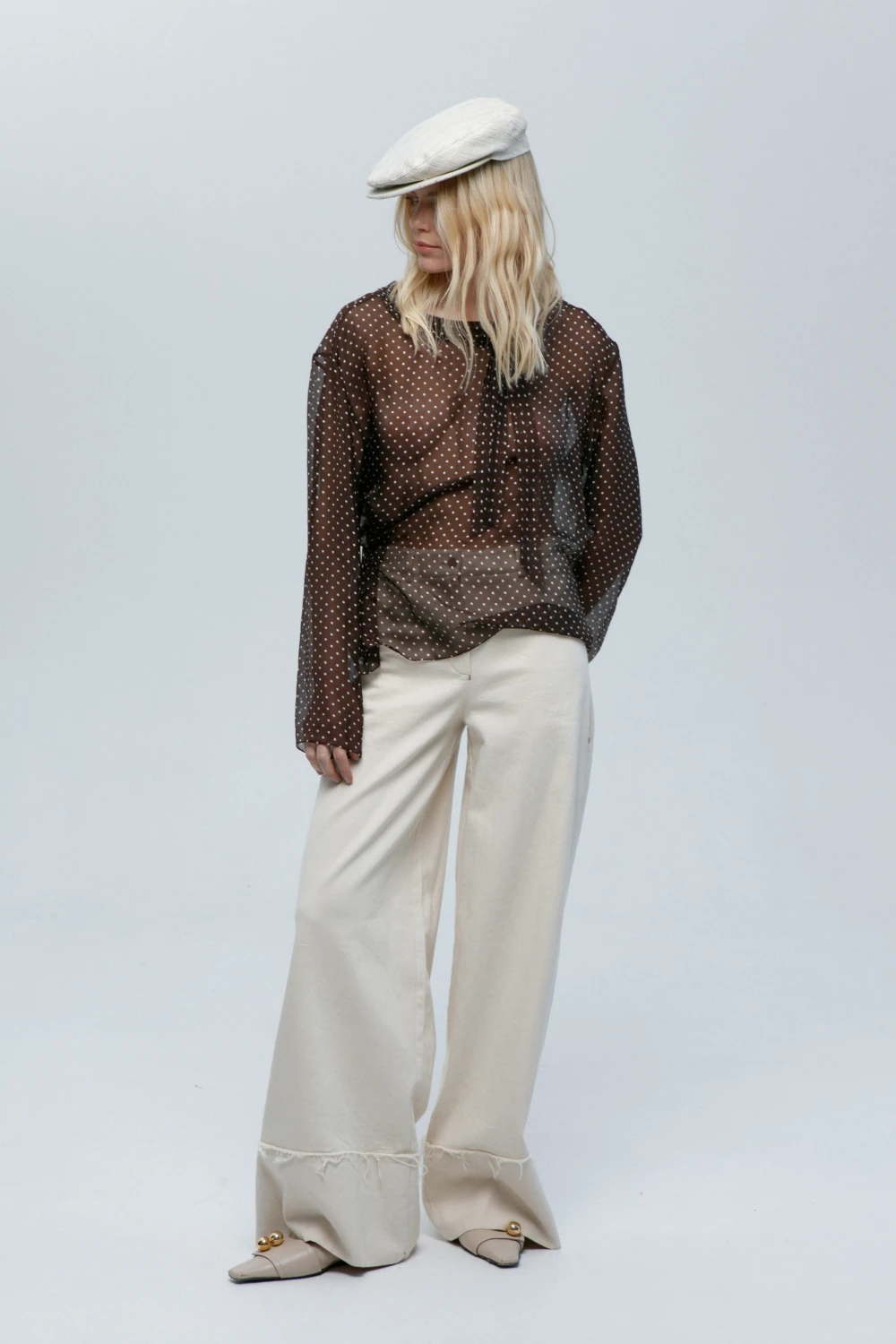 Лонгслив Dana (Цвет Коричневый в горох, Размер 44/S)