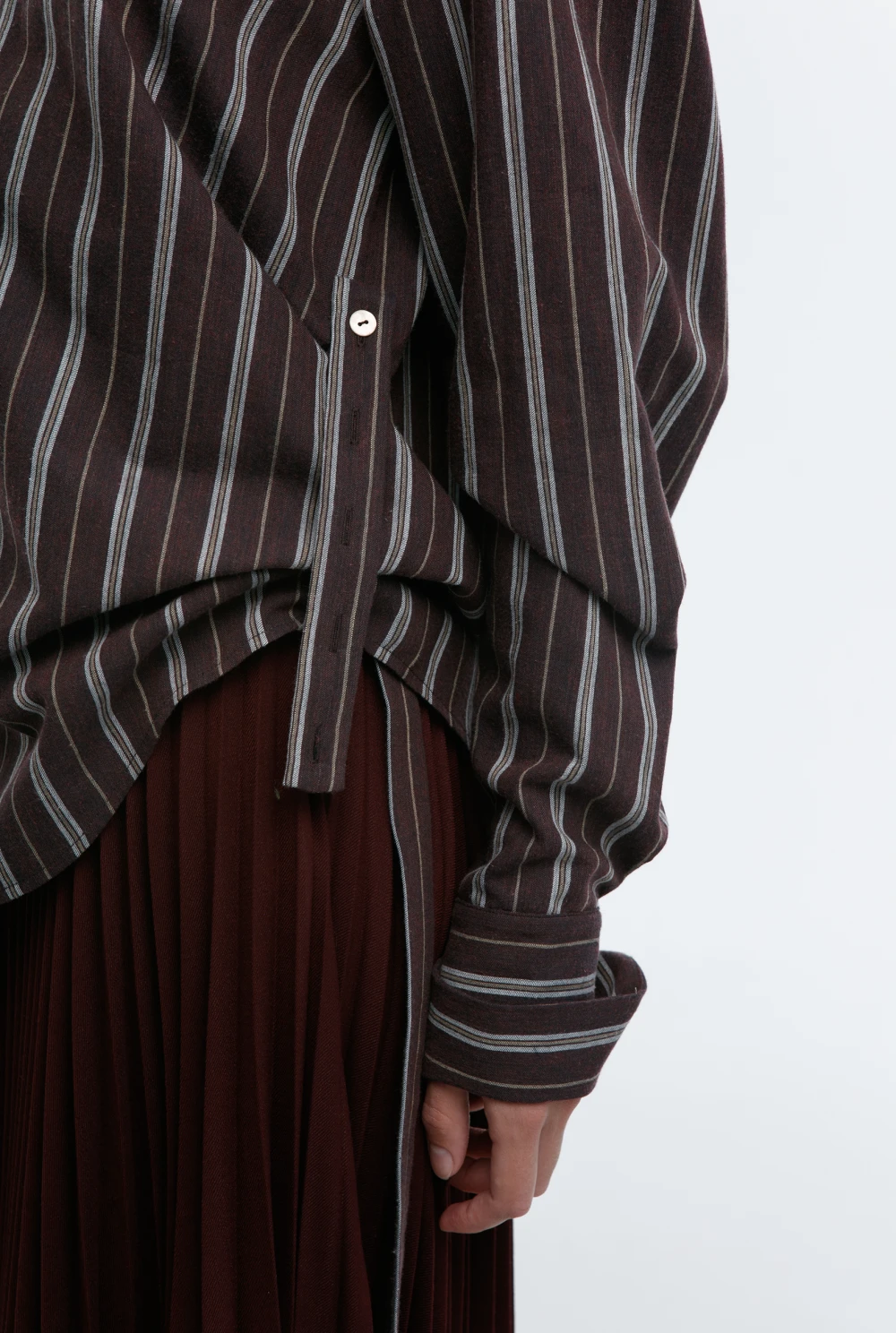 Рубашка Leningrad (Цвет Коричневый в полоску, Размер 44/S, Состав 89% Хлопок, 11% Шерсть)