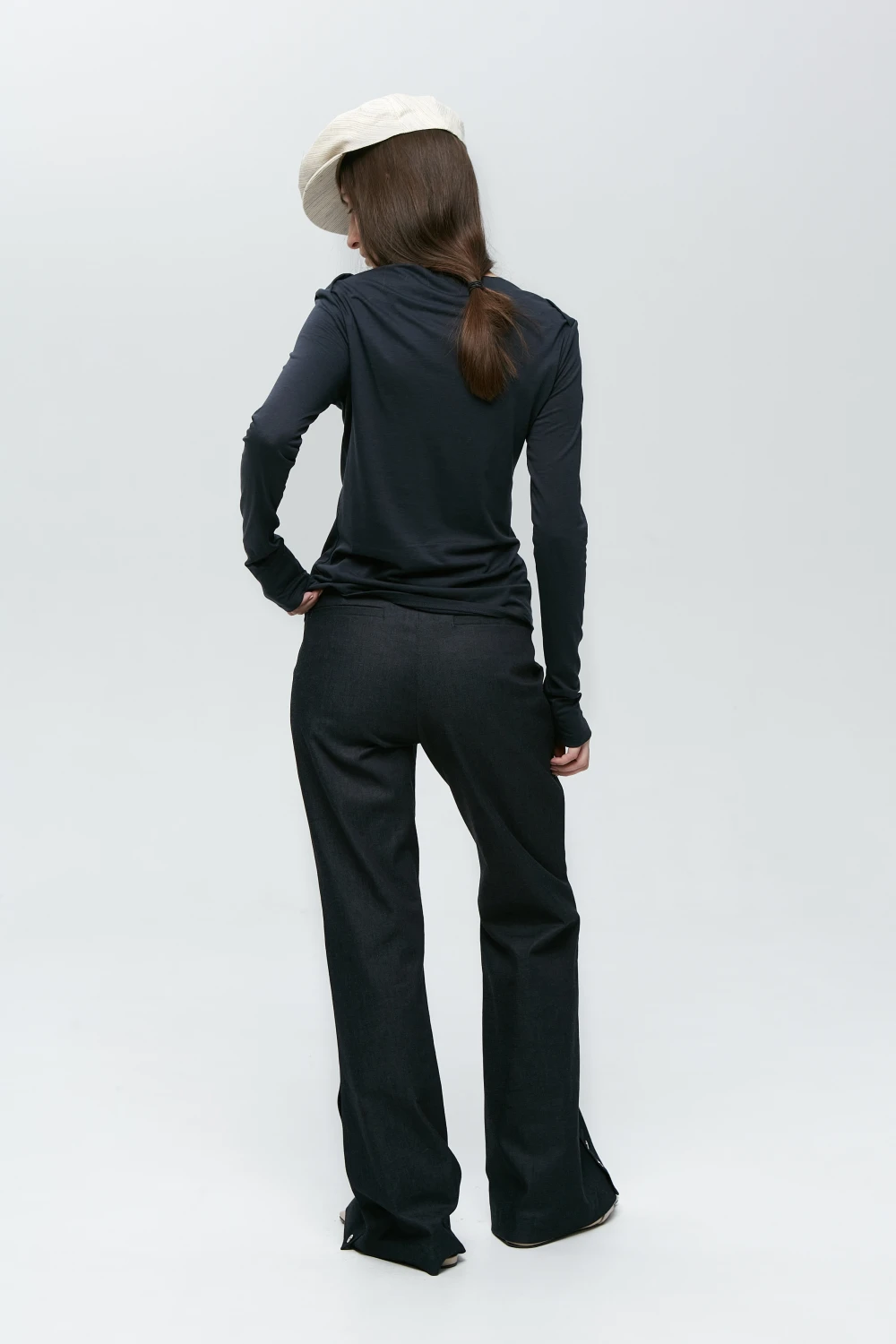 Лонгслив Sister (Цвет Тёмно-синий, Размер 44/S, Состав 67% Лиоцел, 33% Хлопок)