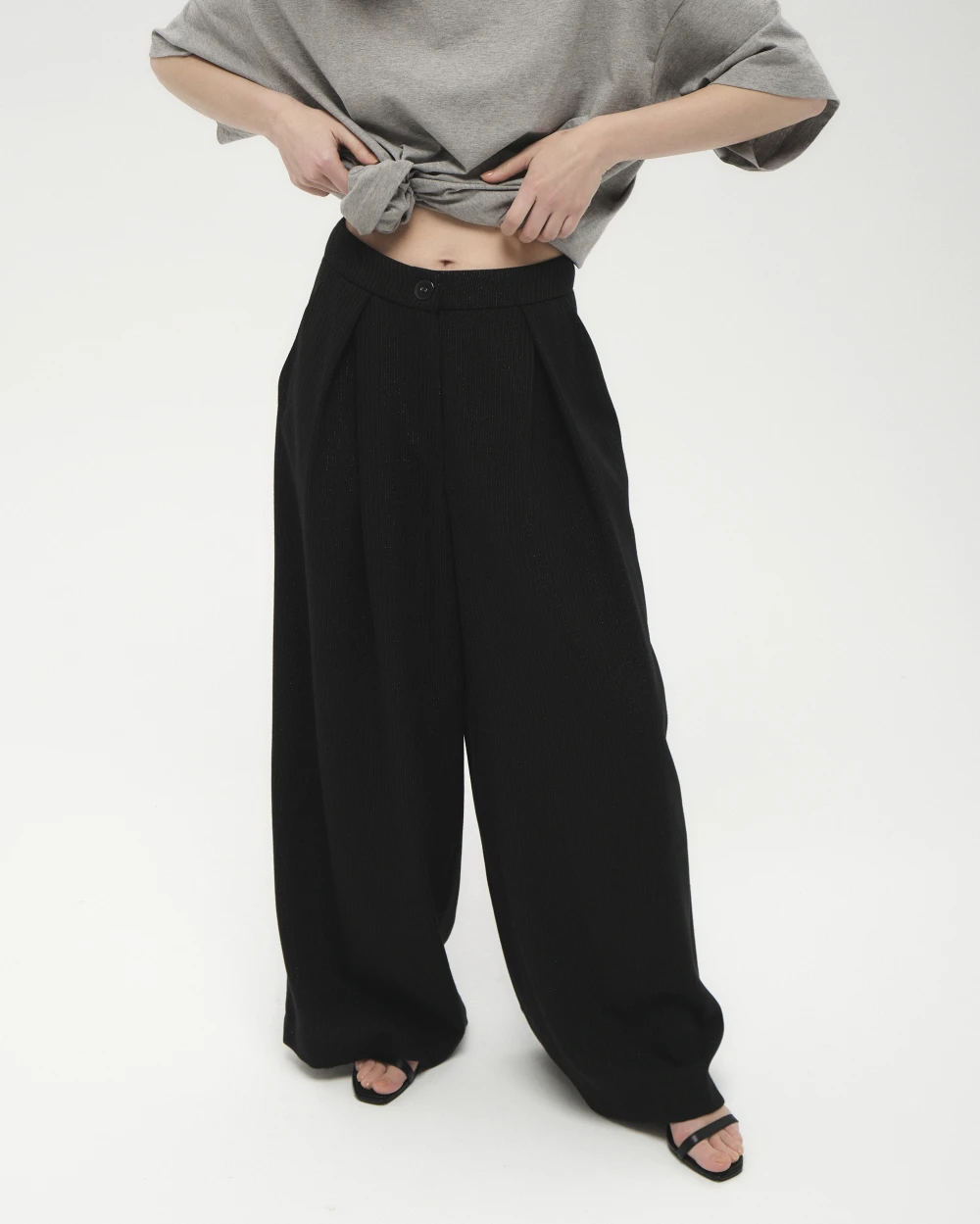 Брюки Talas (Цвет Чёрный в полоску, Размер S, Состав 95% шерсть, 5% люрекс)