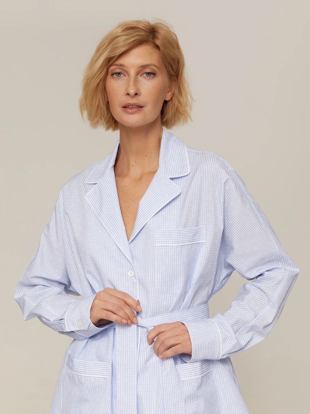 Костюм Aysha (Цвет Голубой в клетку, Размер S, Состав 100% хлопок)