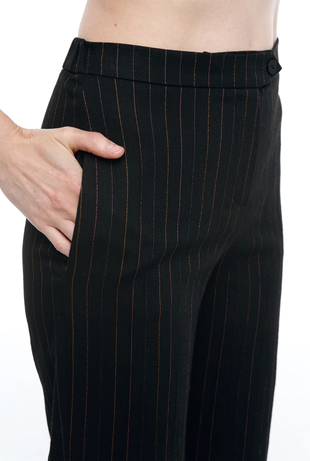 Брюки Grateful (Цвет Чёрный в полоску, Размер 44/S, Состав 50% Вискоза, 50% Хлопок)