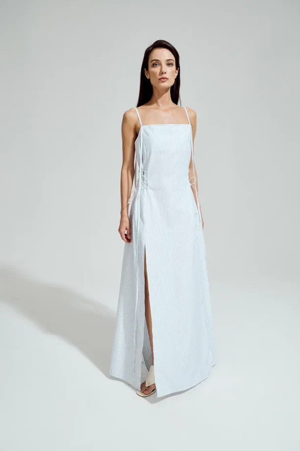 Платье Assol (Цвет Белый в синюю полоску, Размер 44/S, Состав 100% хлопок)