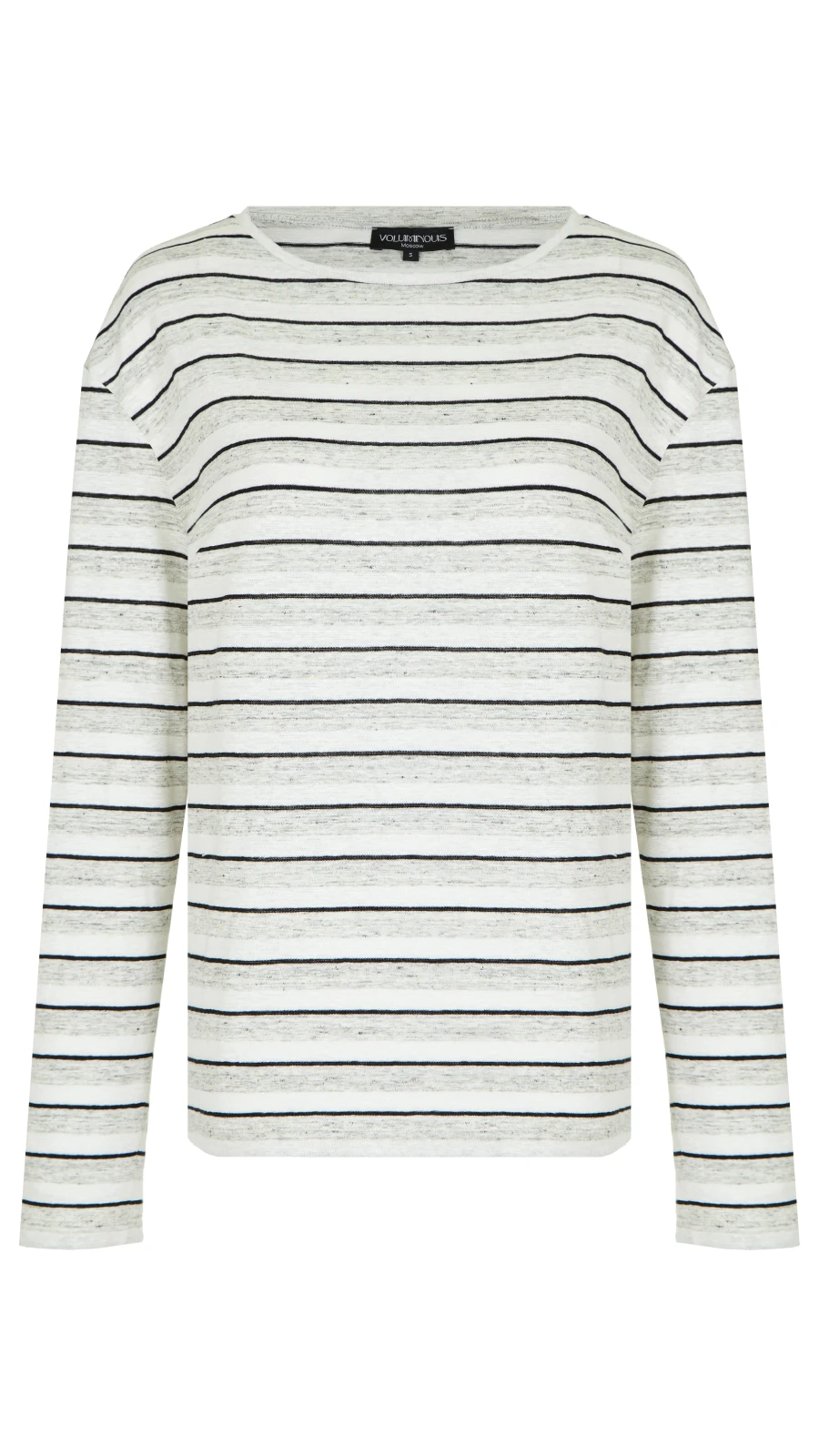 Лонгслив Dad's (Цвет Серо-белая полоска, Размер 50/XL, Состав 100% лён)