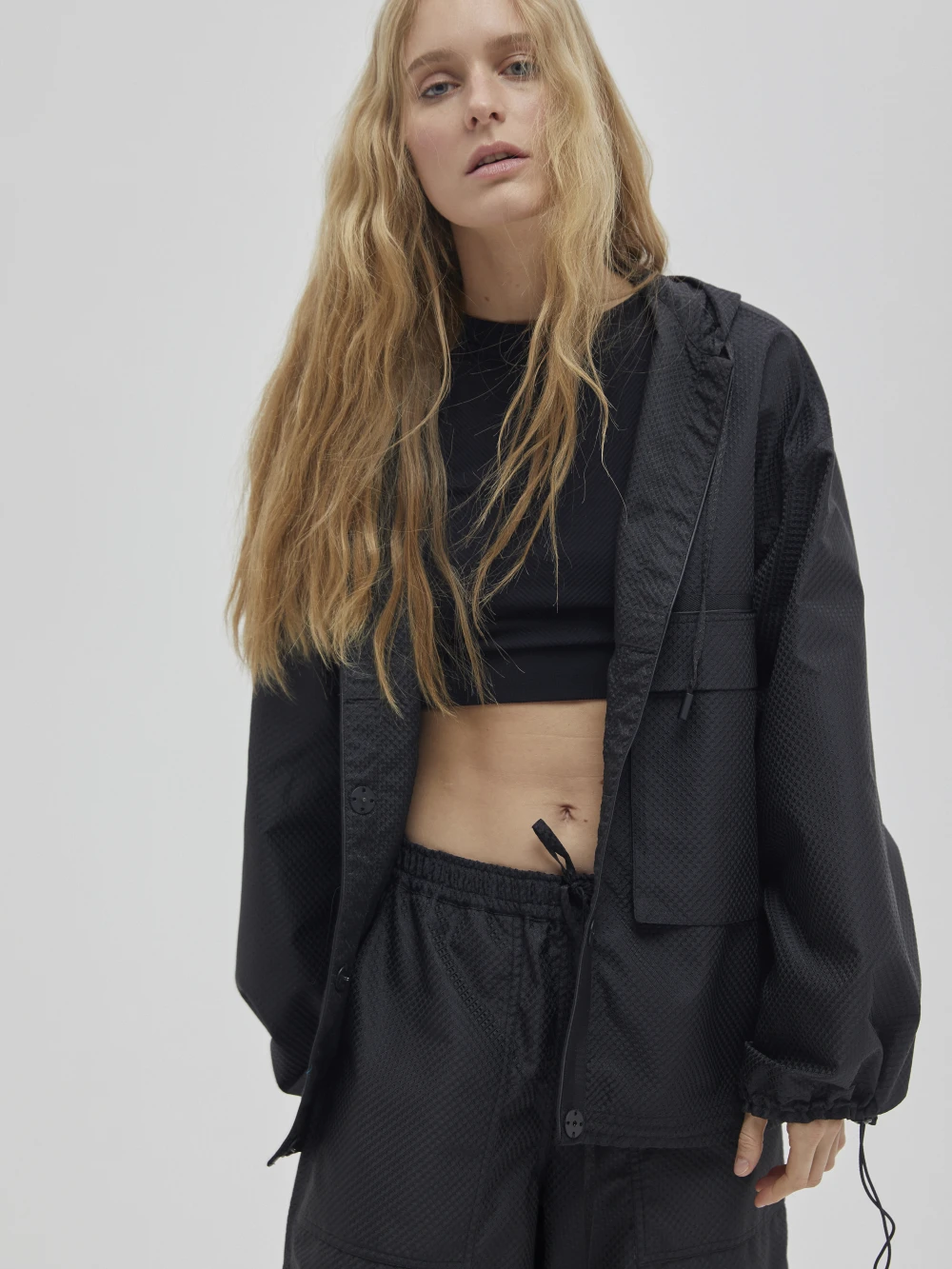 Ветровка Pearl (Цвет Чёрный, Размер L, Состав 97% хлопок, 3% эластан)