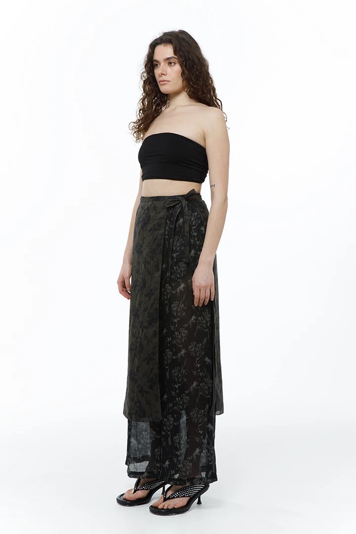 Юбка Literature 2 (Цвет Коричневый с принтом, Размер 44/S, Состав 100% рами)