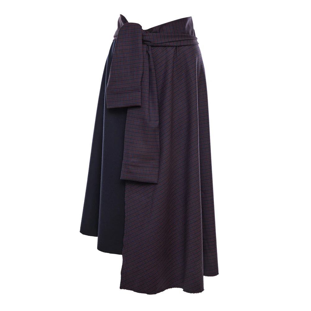 Юбка B2B (Цвет Тёмно-синий в клетку, Размер 44/S, Состав 55% полиэстер, 
43% шерсть, 
2% эластан)