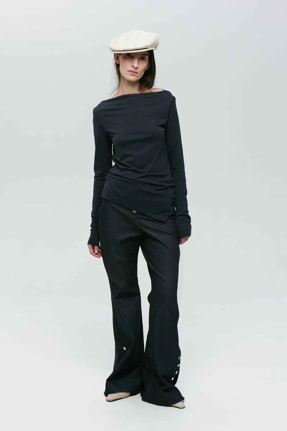 Лонгслив Sister (Цвет Тёмно-синий, Размер 44/S, Состав 67% Лиоцел, 33% Хлопок)