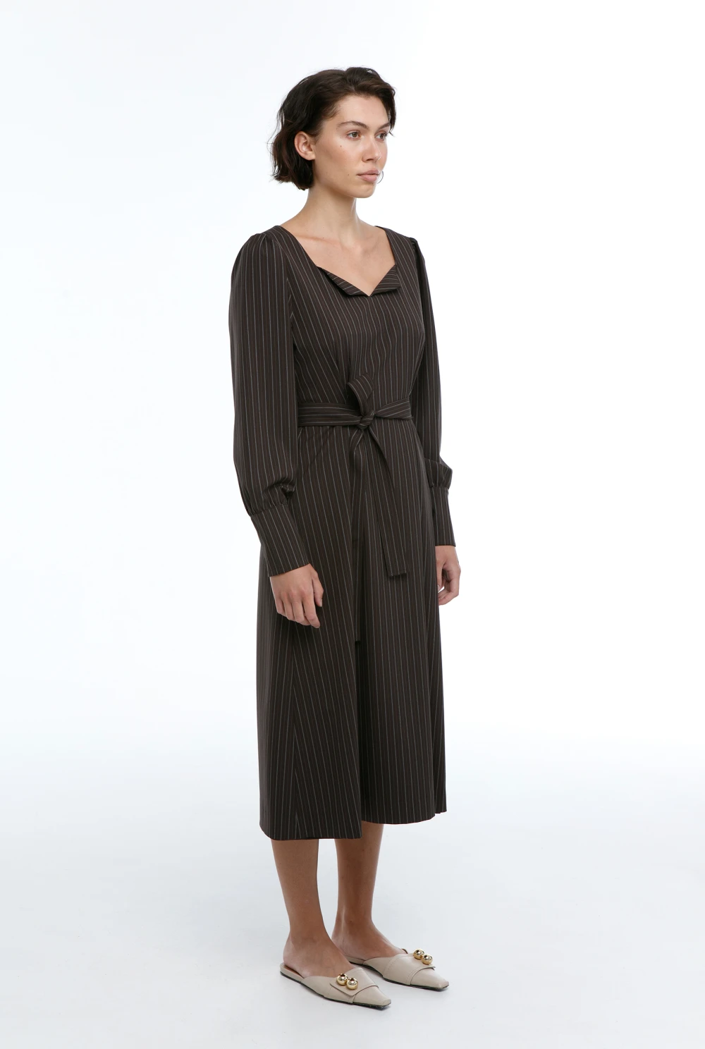 Платье Regency (Цвет Коричневый в полоску, Размер 44/S)