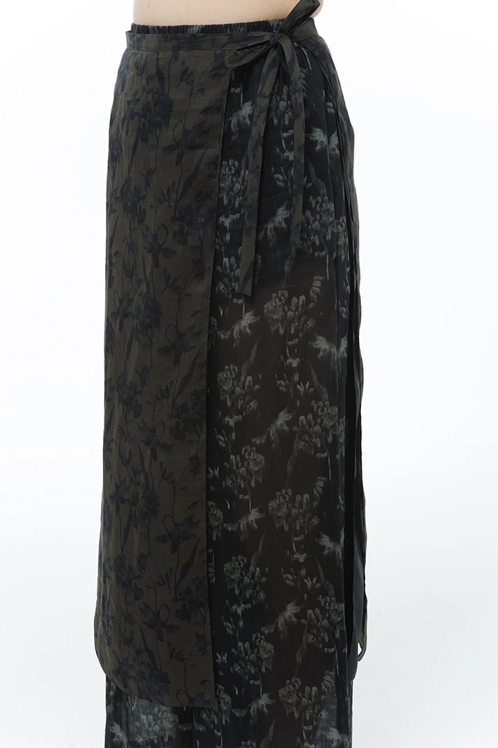 Юбка Literature 2 (Цвет Коричневый с принтом, Размер 44/S, Состав 100% рами)