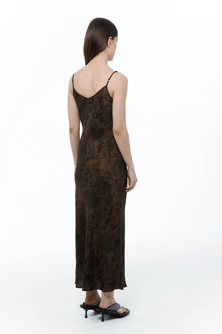 Платье Vinsa (Цвет Коричневый с принтом, Размер 44/S, Состав 55% купро, 45% вискоза)