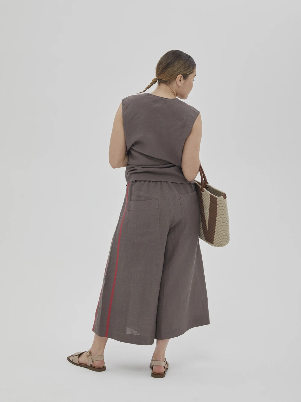 Брюки Amaro (Цвет Коричневый в полоску, Размер S/M, Состав 100% лён)