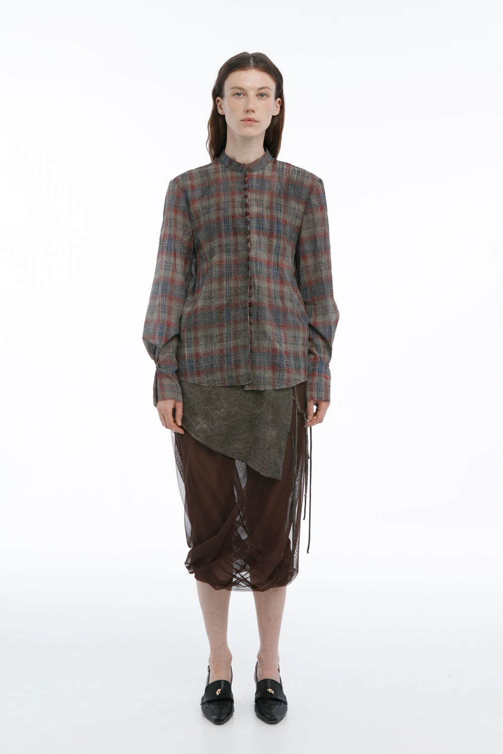 Рубашка Acacia (Цвет Сине-красно-коричневая клетка, Размер 44/S, Состав 100% хлопок)