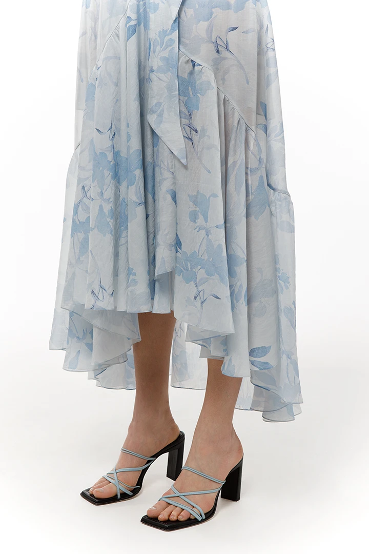 Платье Irsa New (Цвет Голубой с лилиями, Размер 44/S, Состав 75% Тенсел, 25% Нейлон)