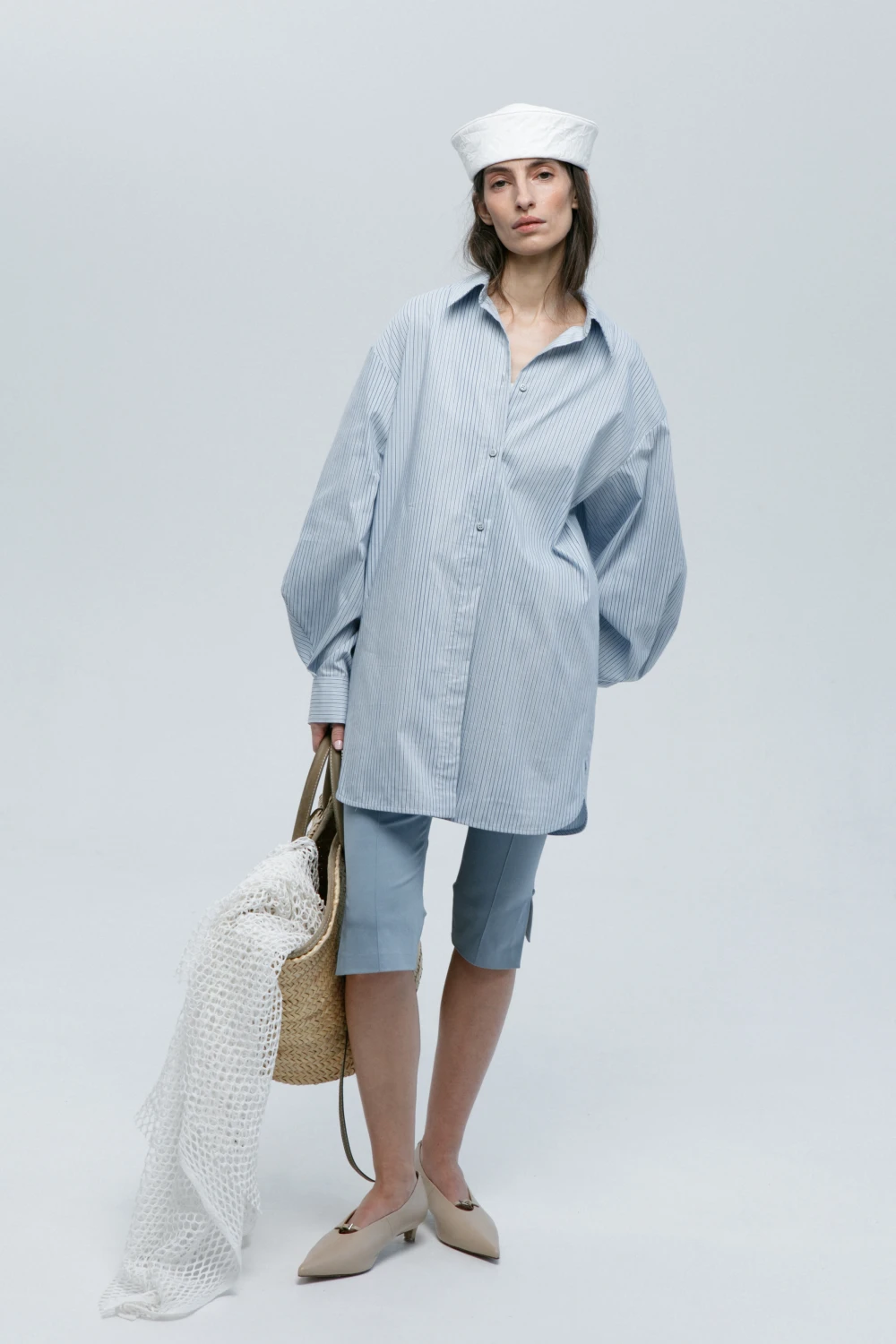 Платье-рубашка Elen (Цвет Голубой в полоску, Размер 44/S, Состав 80% Хлопок, 20% Полиамид)