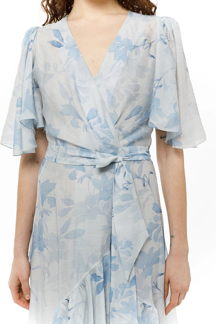 Платье Irsa New (Цвет Голубой с лилиями, Размер 44/S, Состав 75% Тенсел, 25% Нейлон)