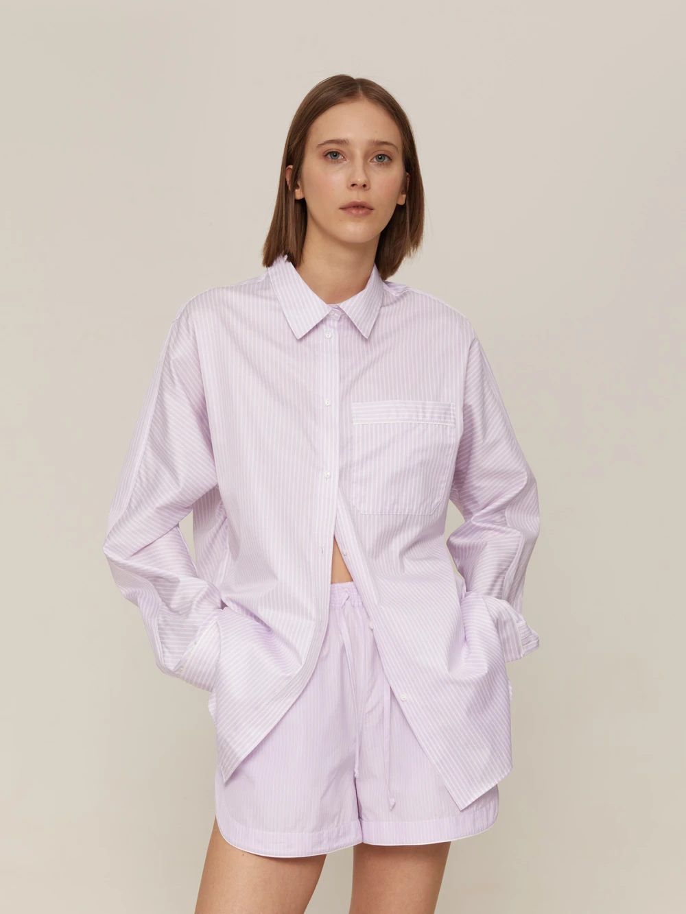 Костюм Atra (Цвет Сиреневый в белую полоску/сиреневый в полоску, Размер S, Состав 100% хлопок)