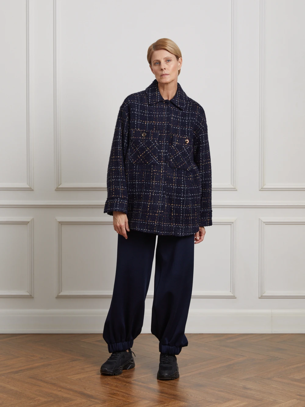 Куртка Esa (Цвет Тёмно-синий в клетку, Размер S, Состав 72% шерсть, 16% акрил, 12% вискоза)