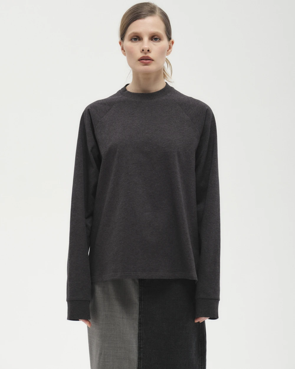 Лонгслив Clare (Цвет Тёмно-серый, Размер S, Состав 100% хлопок)