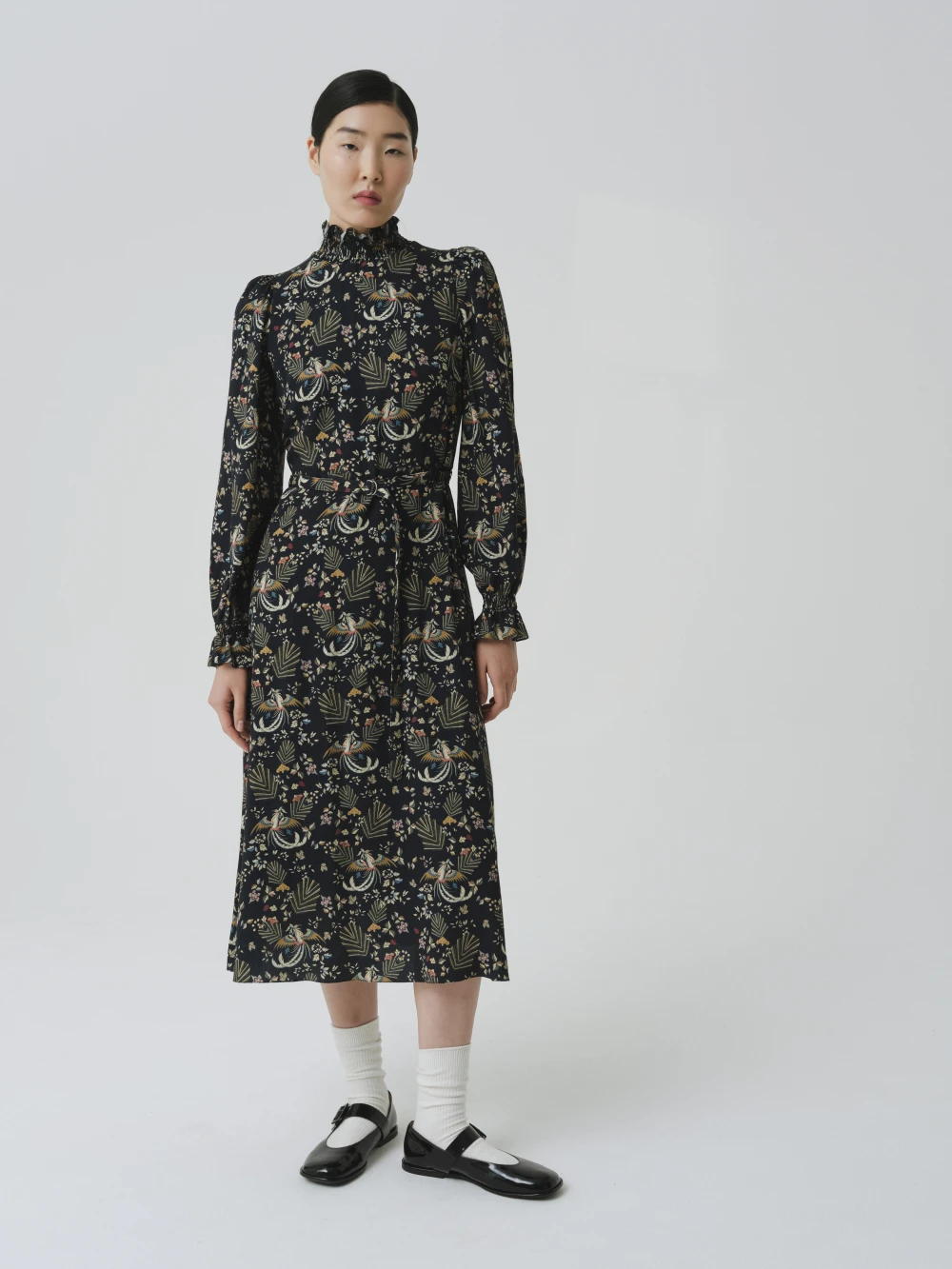 Платье Res (Цвет Тёмно-синий с анималистическим принтом, Размер S, Состав 50% шерсть, 50% вискоза)