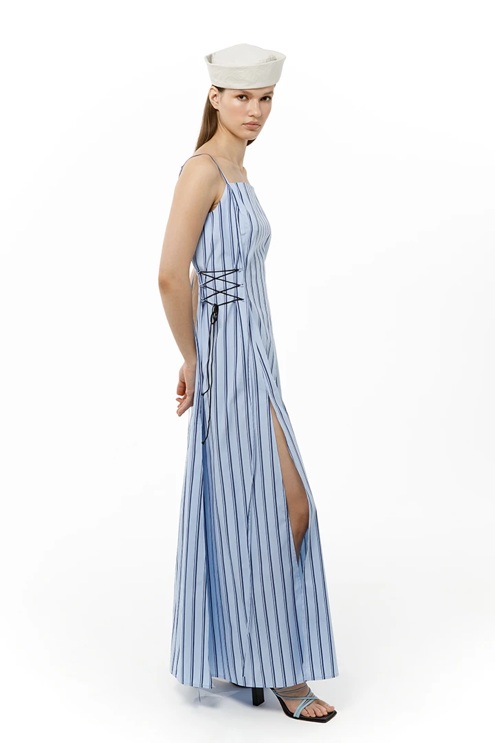 Платье Assol (Цвет Голубой в синюю полоску, Размер 44/S, Состав 100%  хлопок)