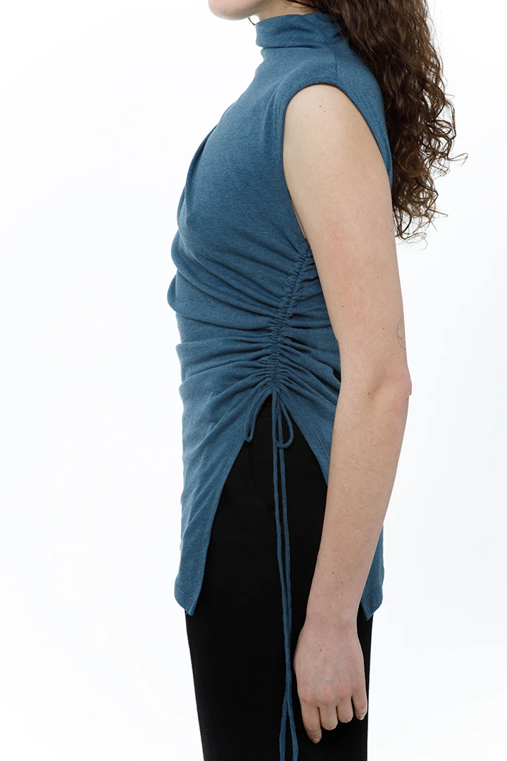 Топ Sorry I`am late (Цвет Морская волна, Размер 44/S, Состав 100%  хлопок)