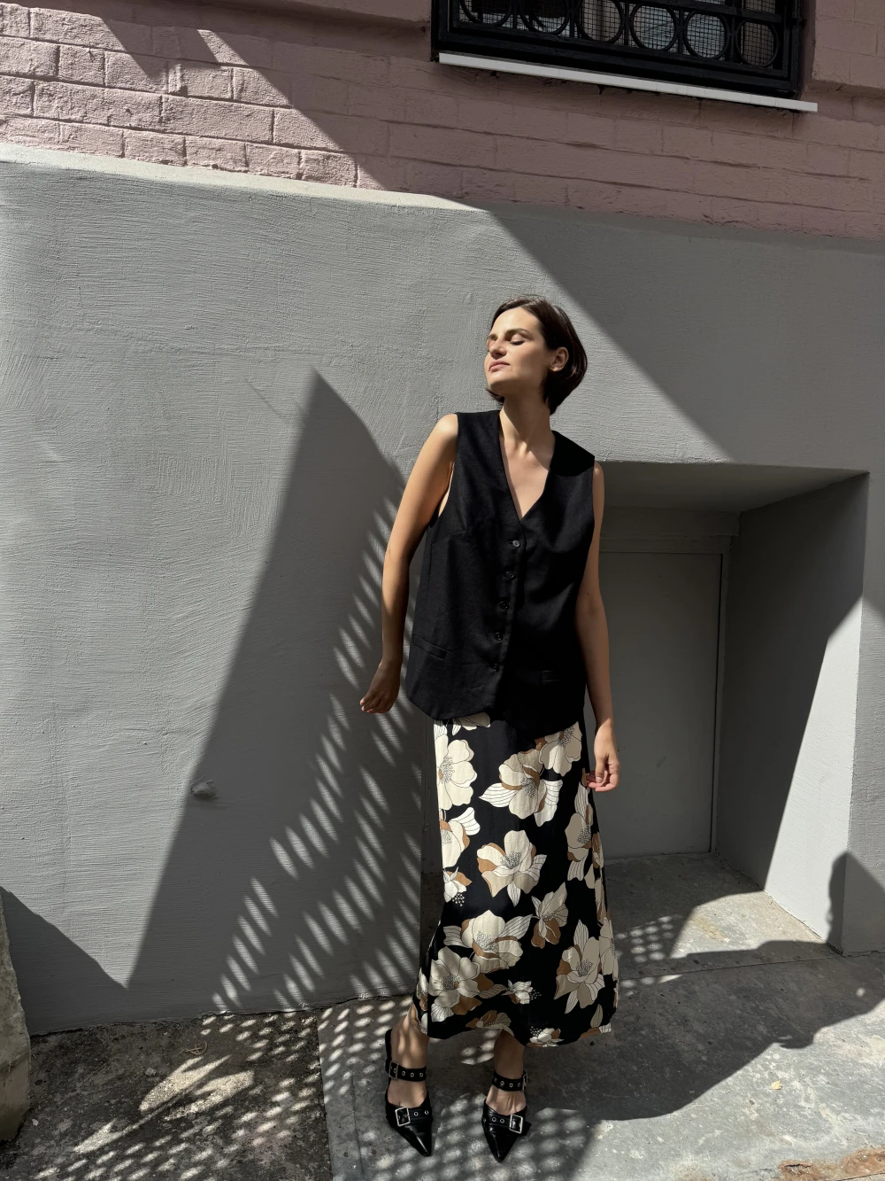 Юбка Stella 1 (Цвет Чёрно-бежевый, Размер 50/XL, Состав 70% вискоза, 30% лён)