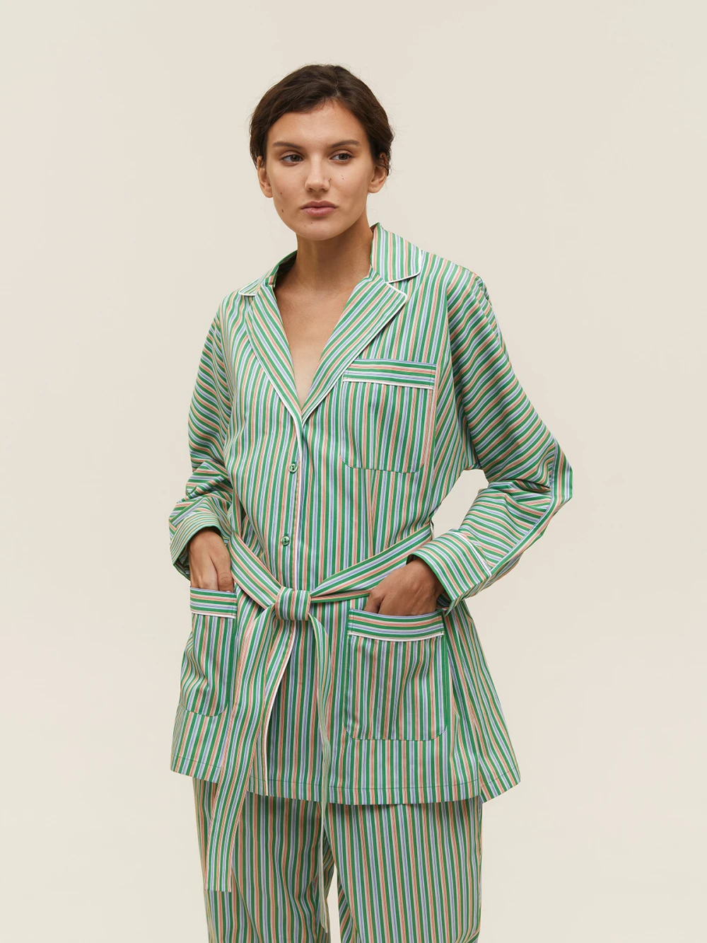 Костюм Aysha (Цвет Зелёный в полоску, Размер S, Состав 100% хлопок)